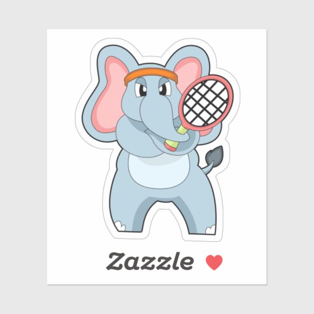 Elephant at Tennis with Tennis racket Sticker (Sheet)