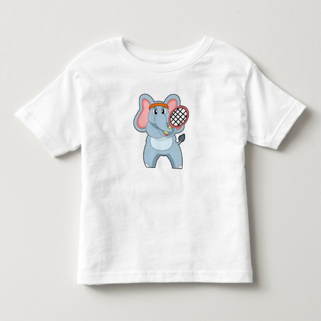 Elephant at Tennis with Tennis racket Toddler T-shirt (Front)