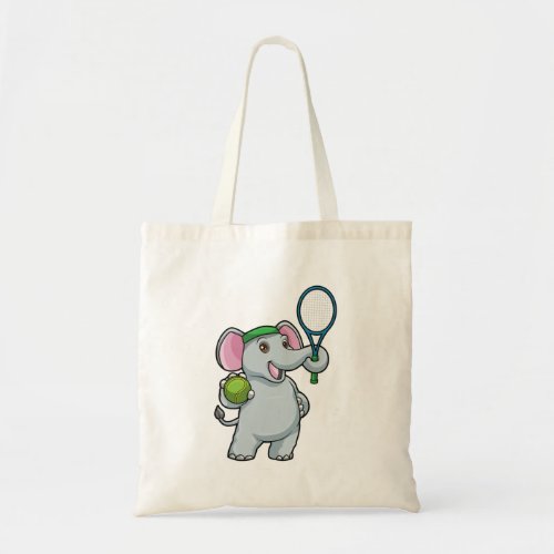 Elephant at Tennis with Tennis racket Tote Bag