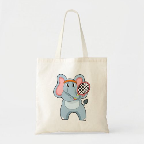 Elephant at Tennis with Tennis racket Tote Bag