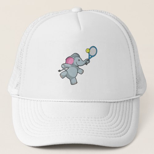 Elephant at Tennis with Tennis racket Trucker Hat