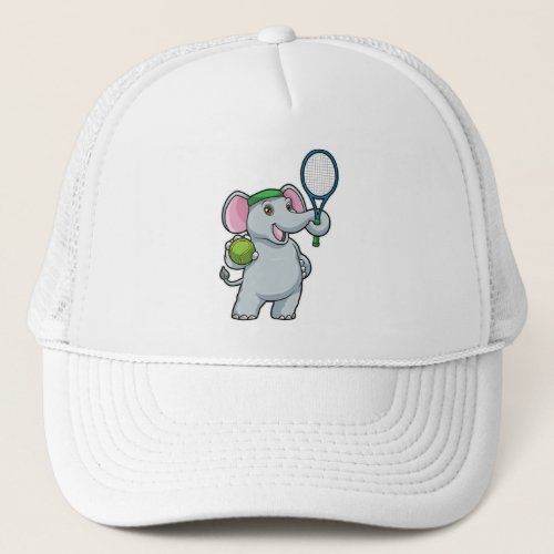 Elephant at Tennis with Tennis racket Trucker Hat