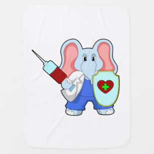 Elephant at Vaccination with Syringe Baby Blanket