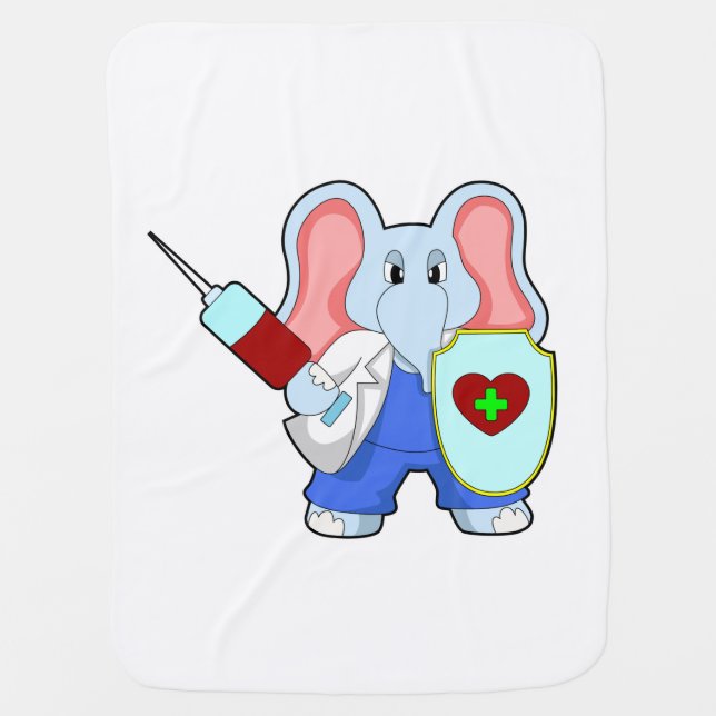 Elephant at Vaccination with Syringe Baby Blanket (Front)