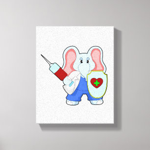 Elephant at Vaccination with Syringe Canvas Print