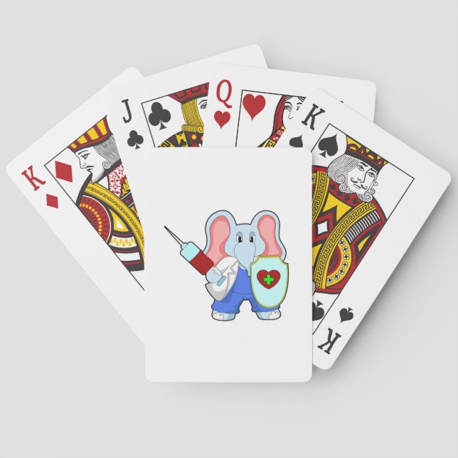 Elephant at Vaccination with Syringe Poker Cards (Back)