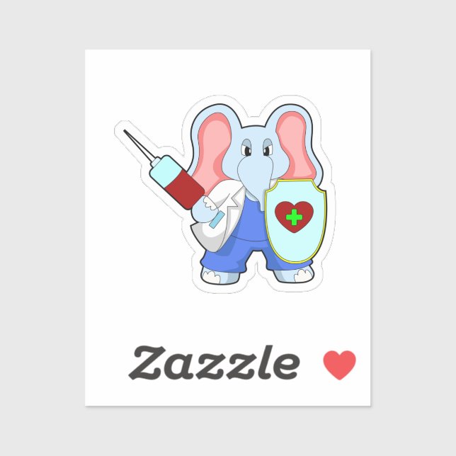 Elephant at Vaccination with Syringe Sticker (Sheet)