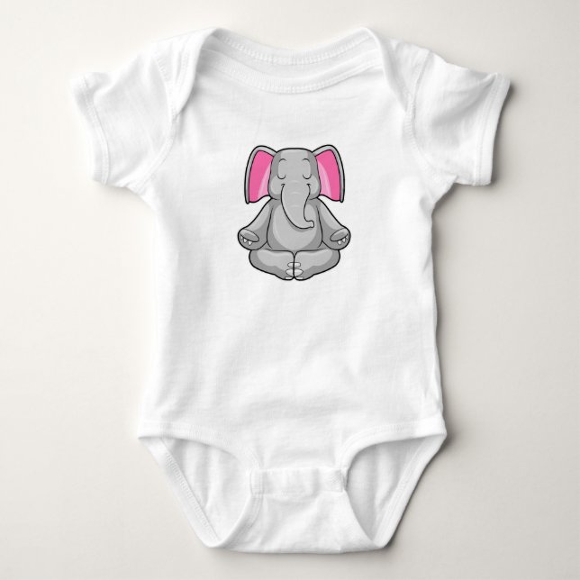 Elephant at Yoga in Cross-legged Baby Bodysuit (Front)