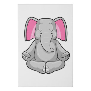 Elephant at Yoga in Cross-legged Faux Canvas Print
