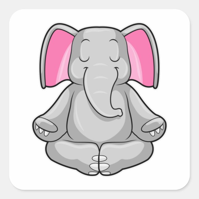 Elephant at Yoga in Cross-legged Square Sticker (Front)