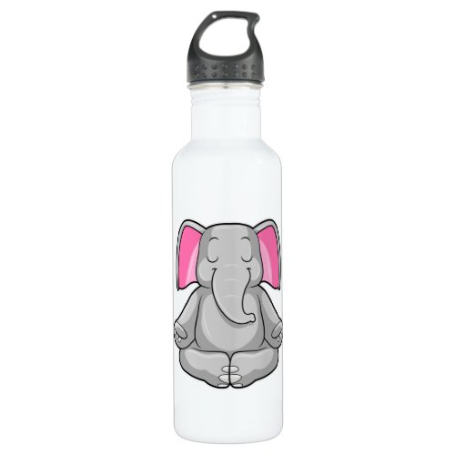 Elephant at Yoga in Cross_legged Stainless Steel Water Bottle
