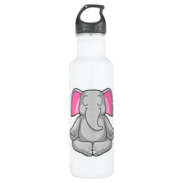 Elephant at Yoga in Cross-legged Stainless Steel Water Bottle (Front)