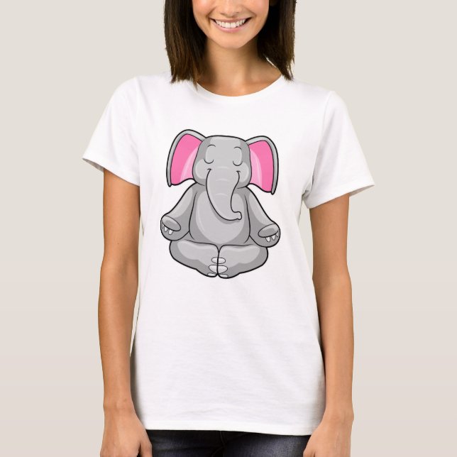 Elephant at Yoga in Cross-legged T-Shirt (Front)