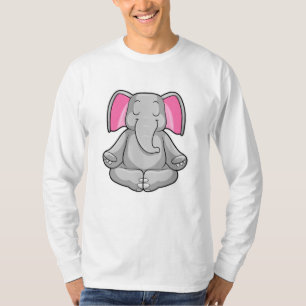 Elephant at Yoga in Cross-legged T-Shirt