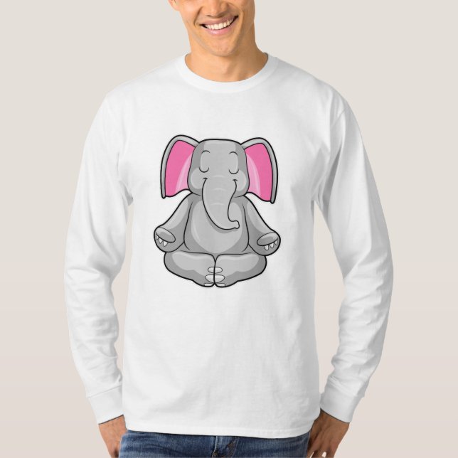 Elephant at Yoga in Cross-legged T-Shirt (Front)