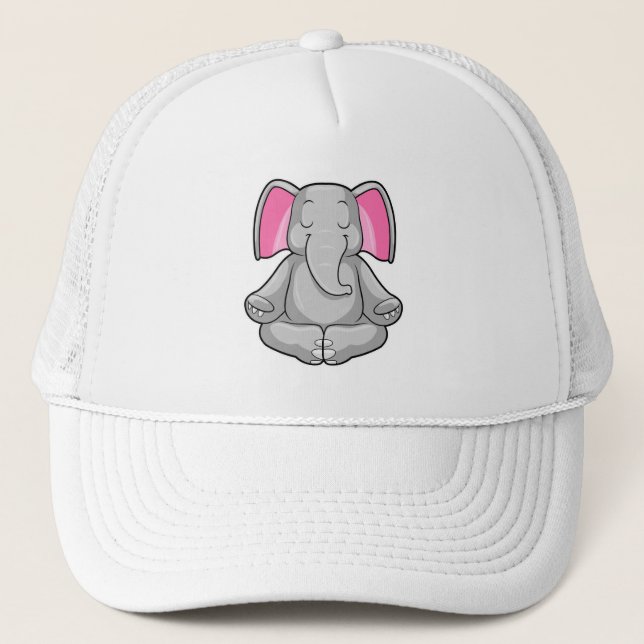 Elephant at Yoga in Cross-legged Trucker Hat (Front)
