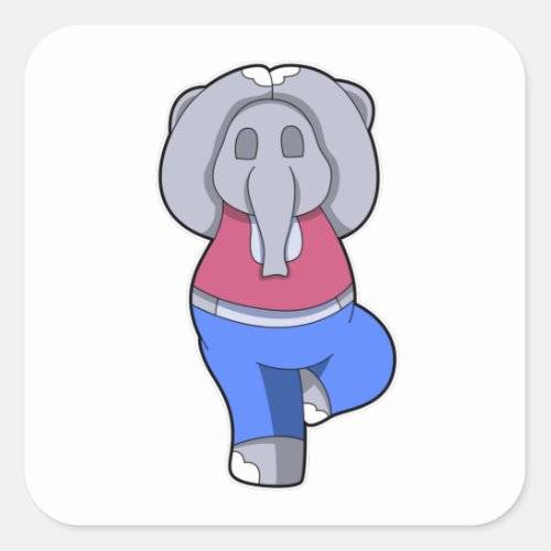 Elephant at Yoga in Standing Square Sticker