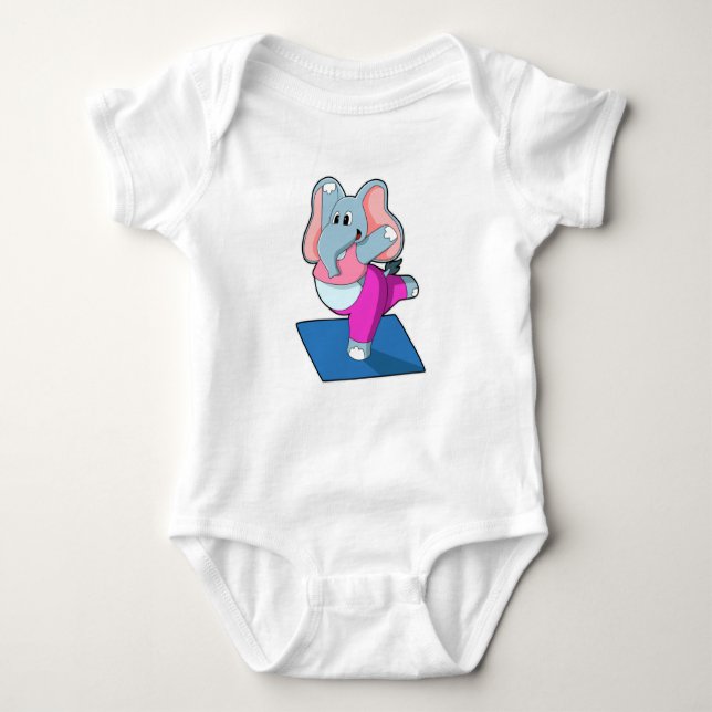 Elephant at Yoga Stretching exercises in Standing Baby Bodysuit (Front)