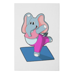 Elephant at Yoga Stretching exercises in Standing Faux Canvas Print
