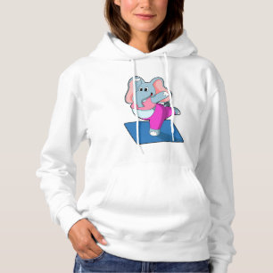 Elephant at Yoga Stretching exercises in Standing Hoodie