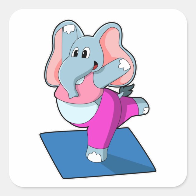Elephant at Yoga Stretching exercises in Standing Square Sticker (Front)