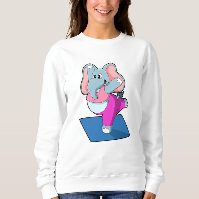 Elephant at Yoga Stretching exercises in Standing Sweatshirt (Front)