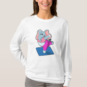 Elephant at Yoga Stretching exercises in Standing T-Shirt
