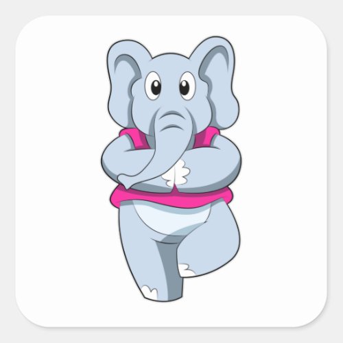 Elephant at Yoga Stretching exercises Square Sticker
