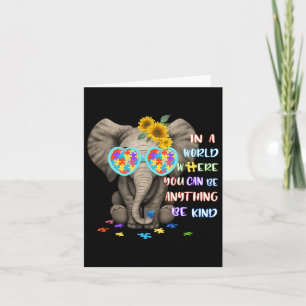 Elephant Autism Be Kind Autism Awareness Girls Boy Card