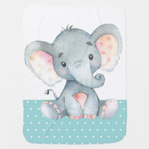 Elephant Baby Aqua Baby Blanket