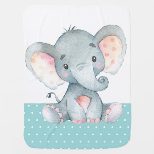 Elephant Baby Aqua Baby Blanket