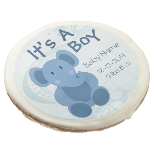 Elephant Baby Boy Announcement _ Sugar Cookie