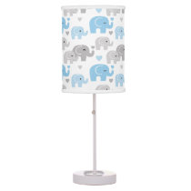 Elephant Baby Boy Blue Gray Nursery Table Lamp
