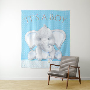 Elephant Baby Boy Shower Backdrop