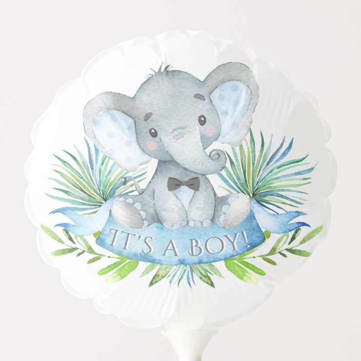 elephant with balloons baby shower