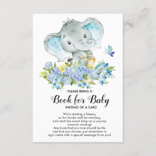 Elephant Baby Boy Shower Book for Baby Card
