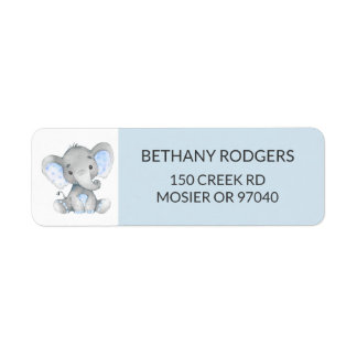 Elephant Baby Boy Shower Envelope Return Address Label