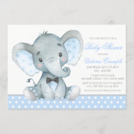 Elephant Baby Boy Shower Invitations