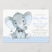 Elephant Baby Boy Shower Invitations