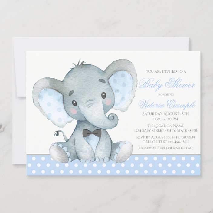 Elephant Baby Boy Shower Invitations Zazzle Com