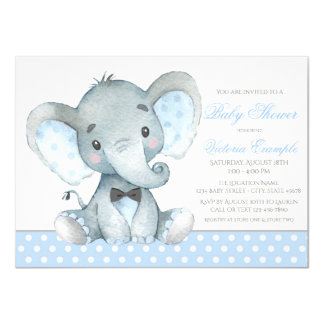 Elephant Baby Boy Shower Invitations