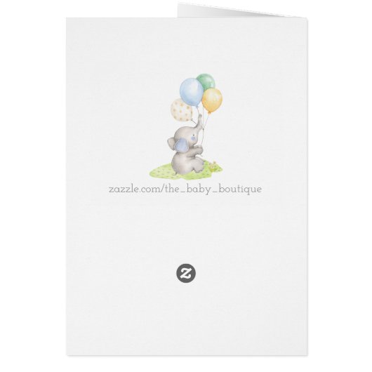 Elephant Baby Boy Shower Thank You Cards (Back)