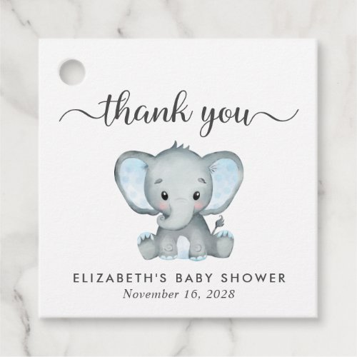 Elephant Baby Boy Shower Thank You Favor Tags