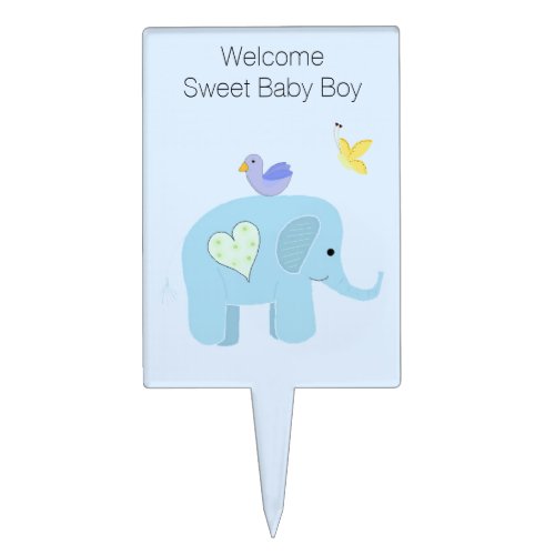 Elephant Baby Boy Welcome Cake Topper
