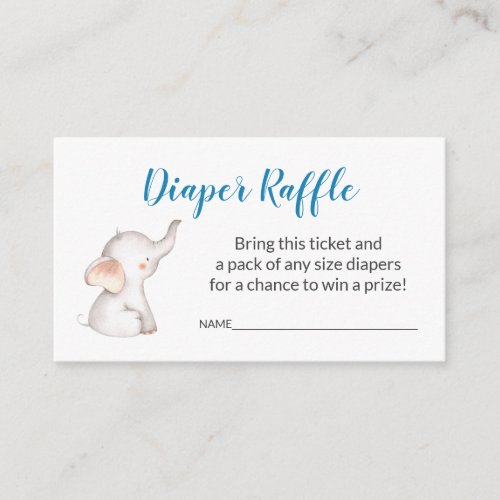 Elephant Baby Diaper Raffle Ticket Enclosure Card