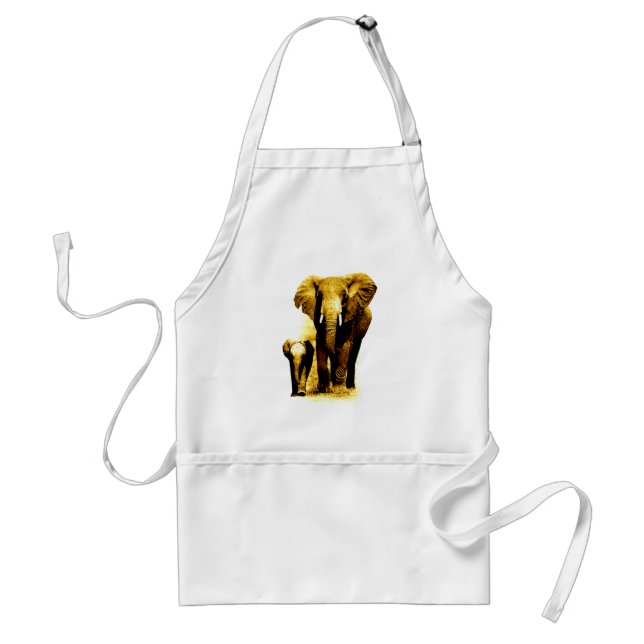Elephant & Baby Elephant Adult Apron (Front)