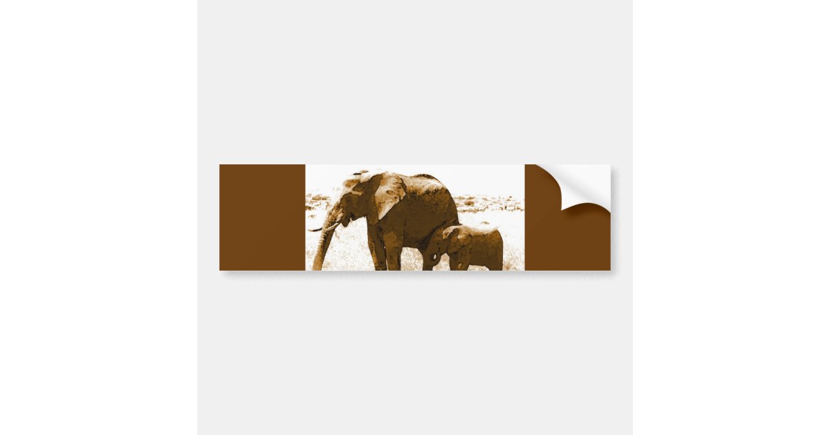 Elephant & Baby Elephant Bumper Sticker Zazzle