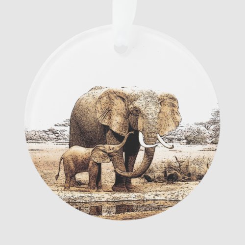 Elephant  Baby Elephant Ornament