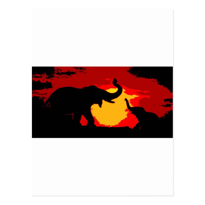 Elephant, Baby Elephant & Sunset Post Cards