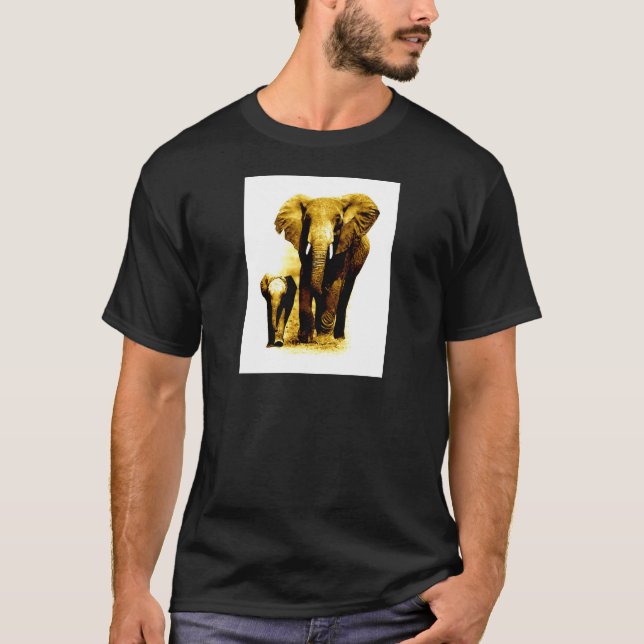 Elephant & Baby Elephant T-Shirt (Front)